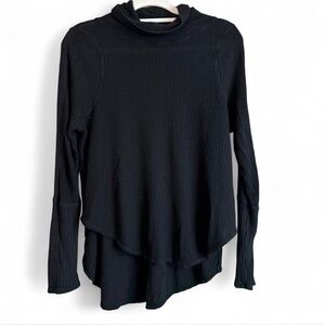 Black free people ribbed waffleknit turtle neck